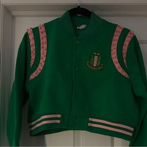 Embellished Green and Pink Women's Jacket